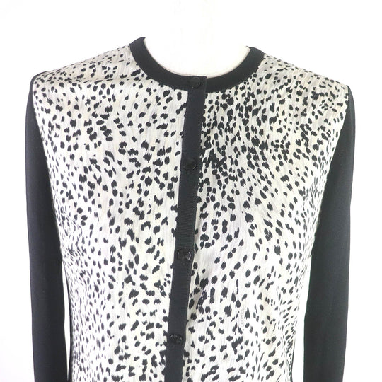 LEONARD FASHION cardigan 0177212 Main: 55% rayon, Main: 45% polyester, Part: 65% acetate, Part: 35% polyester Black Ivory Women 38 Used Authentic