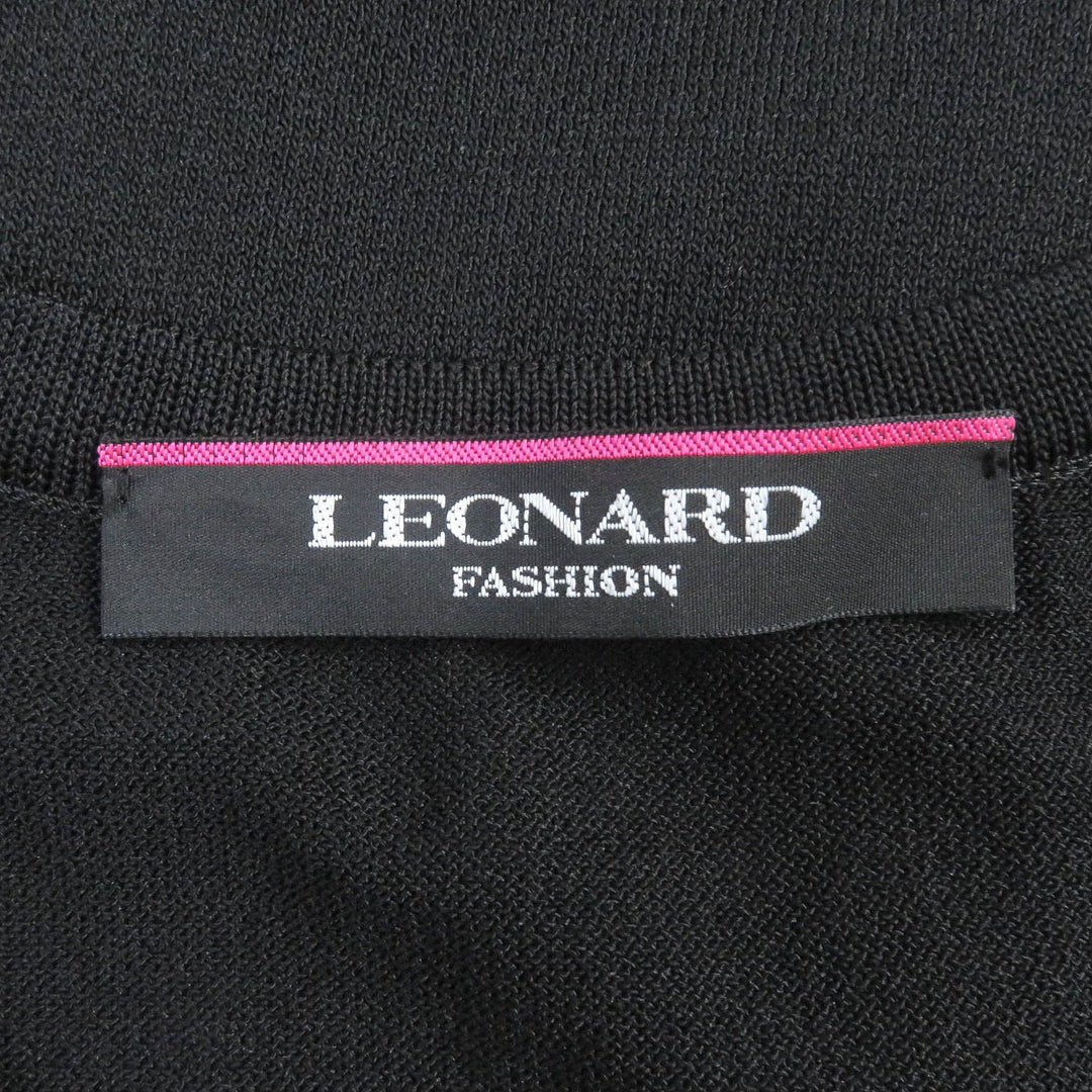 LEONARD FASHION cardigan 0177212 Main: 55% rayon, Main: 45% polyester, Part: 65% acetate, Part: 35% polyester Black Ivory Women 38 Used Authentic