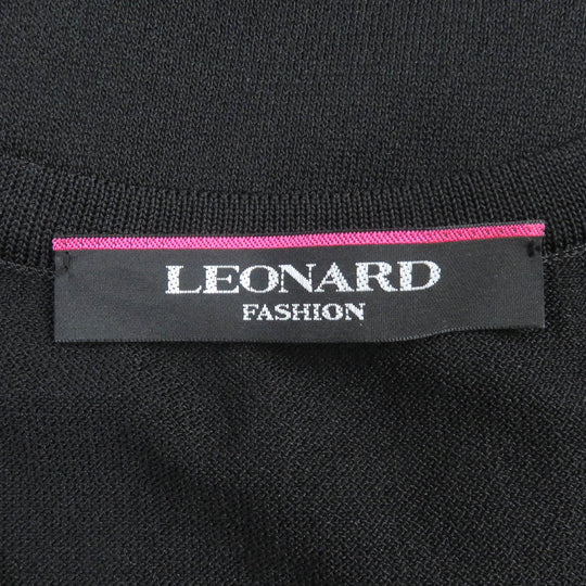LEONARD FASHION cardigan 0177212 Main: 55% rayon, Main: 45% polyester, Part: 65% acetate, Part: 35% polyester Black Ivory Women 38 Used Authentic