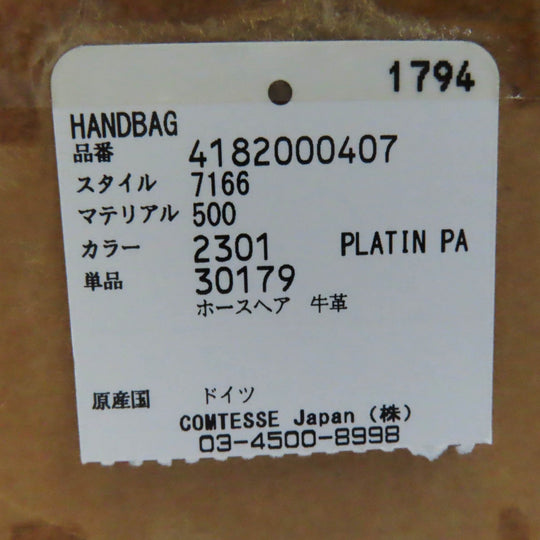 COMTESSE Handbag 7166 Part: Leather, Main: Horsehair Light gray Princess Women Used Authentic