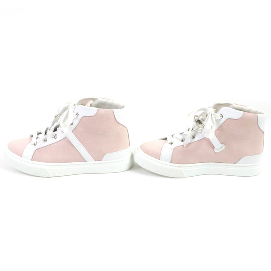 HERMES High cut sneakers Canvas, leather White pink Daydream Women 36.5 Used Authentic