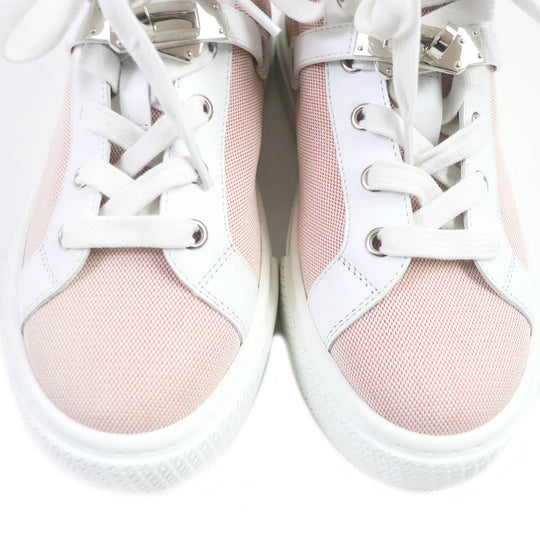 HERMES High cut sneakers Canvas, leather White pink Daydream Women 36.5 Used Authentic