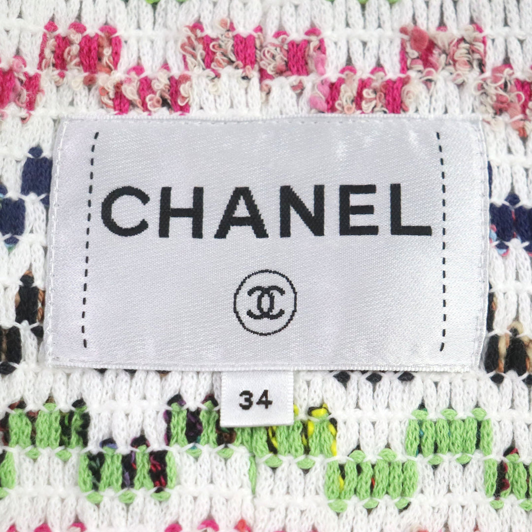 CHANEL tailored jacket P70701 Outer: 100% cotton, Lining: 89% cotton, Lining: 7% polyester, Lining: 2% polyamide (nylon), Lining: 1% acrylic, 1% other, Pocket lining: 100% silk White Black Multi Women 34 Used Authentic