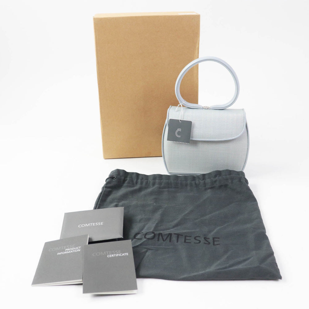 COMTESSE Handbag 7166 Part: Leather, Main: Horsehair Light blue Princess Women Used Authentic