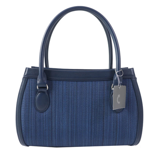 COMTESSE Handbag 7599 Part: Leather, Main: Horsehair Navy Women Used Authentic