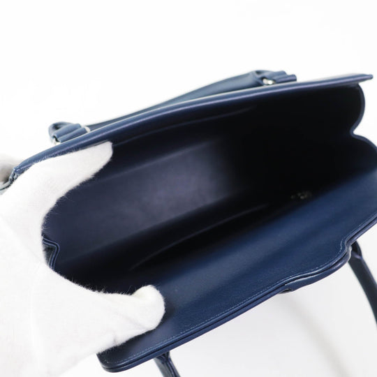 COMTESSE Handbag 7599 Part: Leather, Main: Horsehair Navy Women Used Authentic