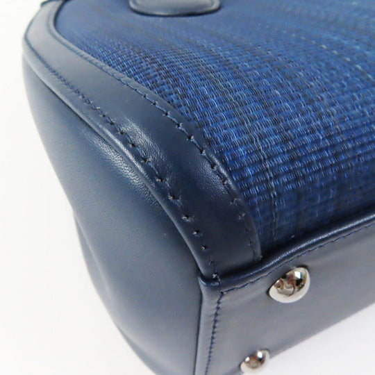 COMTESSE Handbag 7599 Part: Leather, Main: Horsehair Navy Women Used Authentic