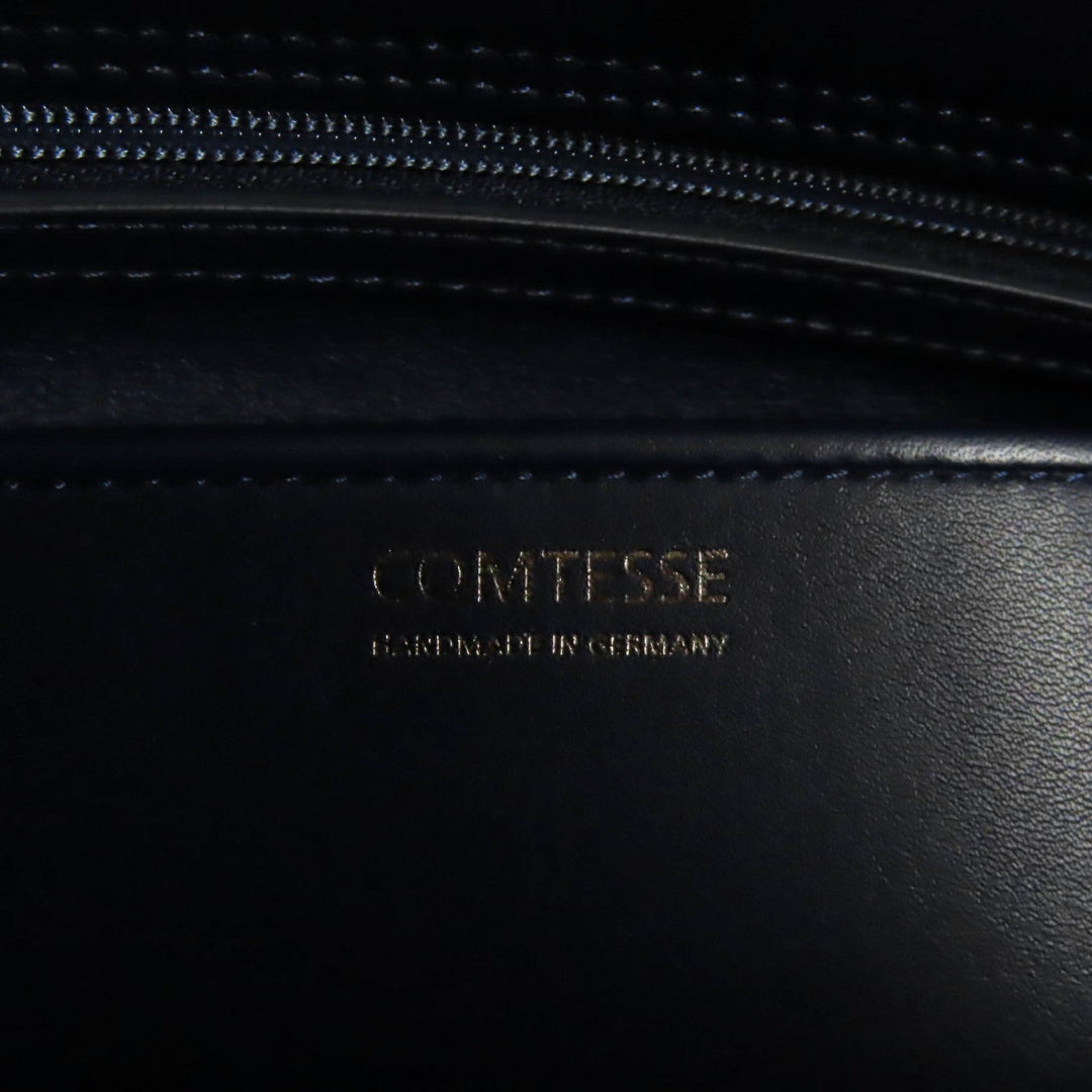 COMTESSE Handbag 7599 Part: Leather, Main: Horsehair Navy Women Used Authentic