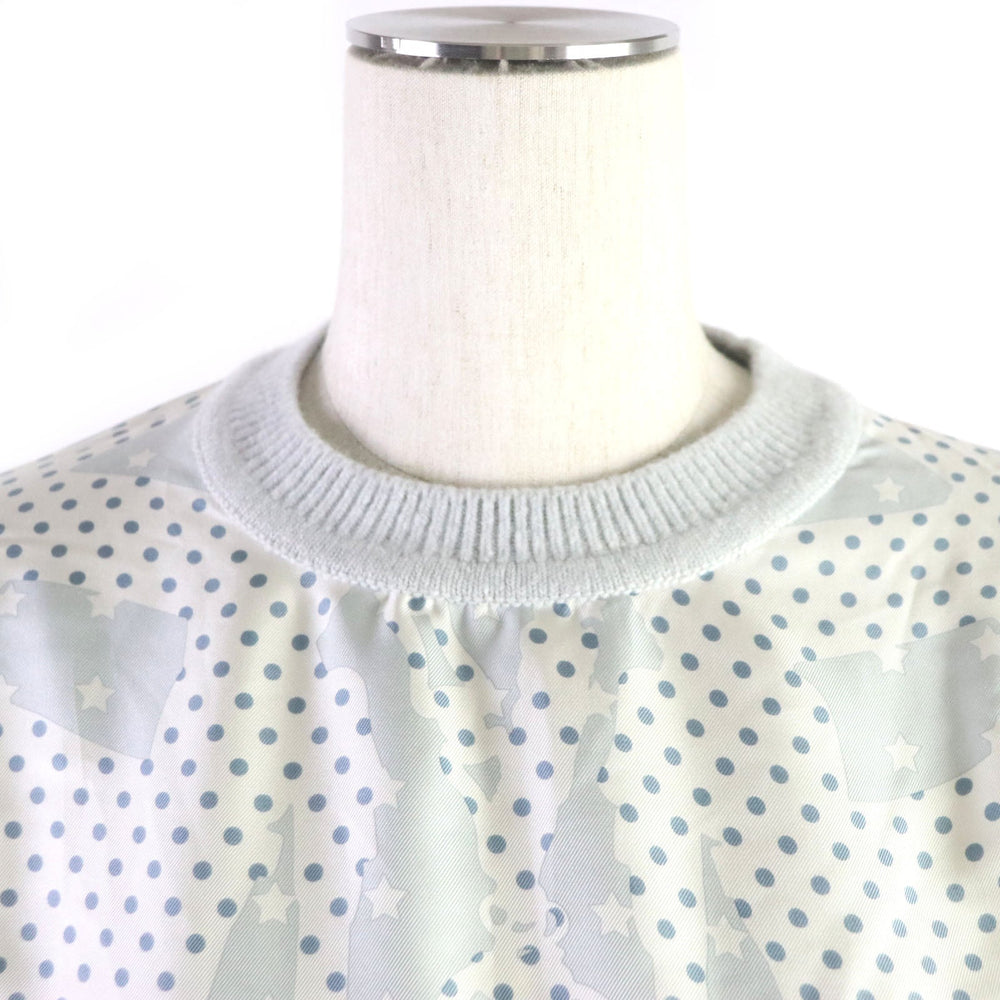 HERMES knit Printed part: 100% silk Knitted part: 68% wool, 29% cashmere, 3% nylon Ice blue Brides de Gala Women 34 Used Authentic