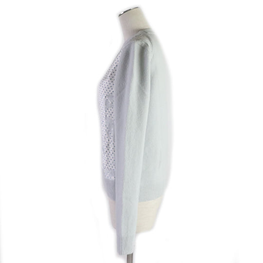 HERMES knit Printed part: 100% silk Knitted part: 68% wool, 29% cashmere, 3% nylon Ice blue Brides de Gala Women 34 Used Authentic