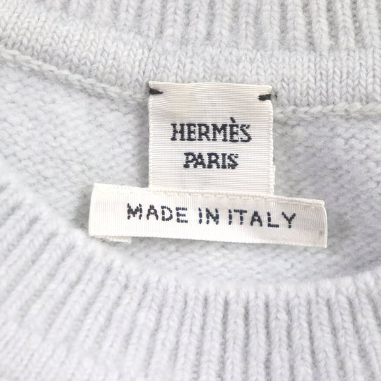 HERMES knit Printed part: 100% silk Knitted part: 68% wool, 29% cashmere, 3% nylon Ice blue Brides de Gala Women 34 Used Authentic