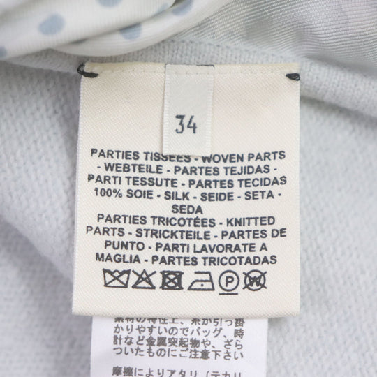 HERMES knit Printed part: 100% silk Knitted part: 68% wool, 29% cashmere, 3% nylon Ice blue Brides de Gala Women 34 Used Authentic