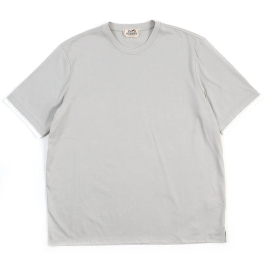 HERMES Short sleeve T-shirt Main: 100% cotton Light gray mens L Used Authentic
