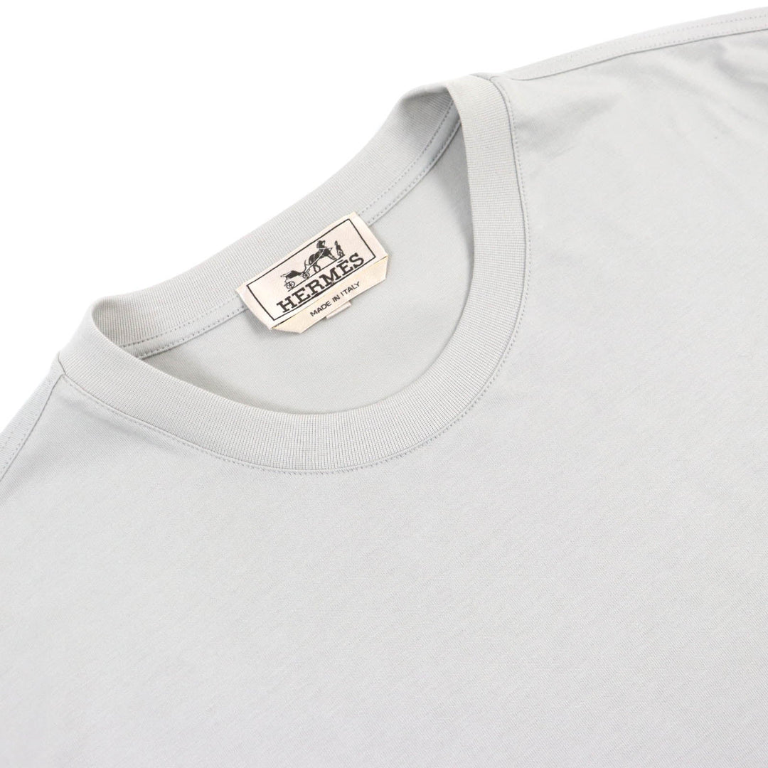 HERMES Short sleeve T-shirt Main: 100% cotton Light gray mens L Used Authentic