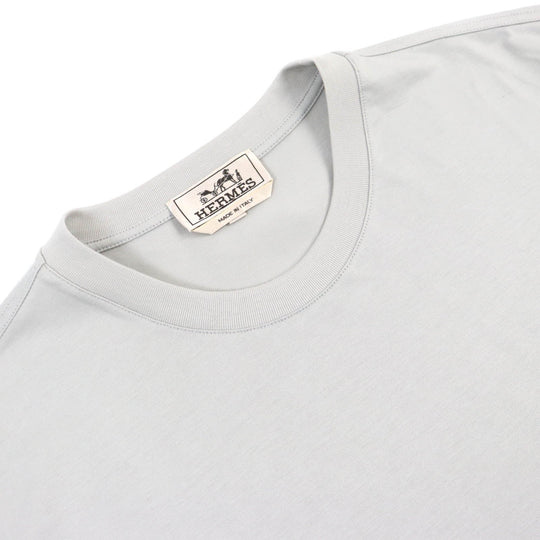 HERMES Short sleeve T-shirt Main: 100% cotton Light gray mens L Used Authentic