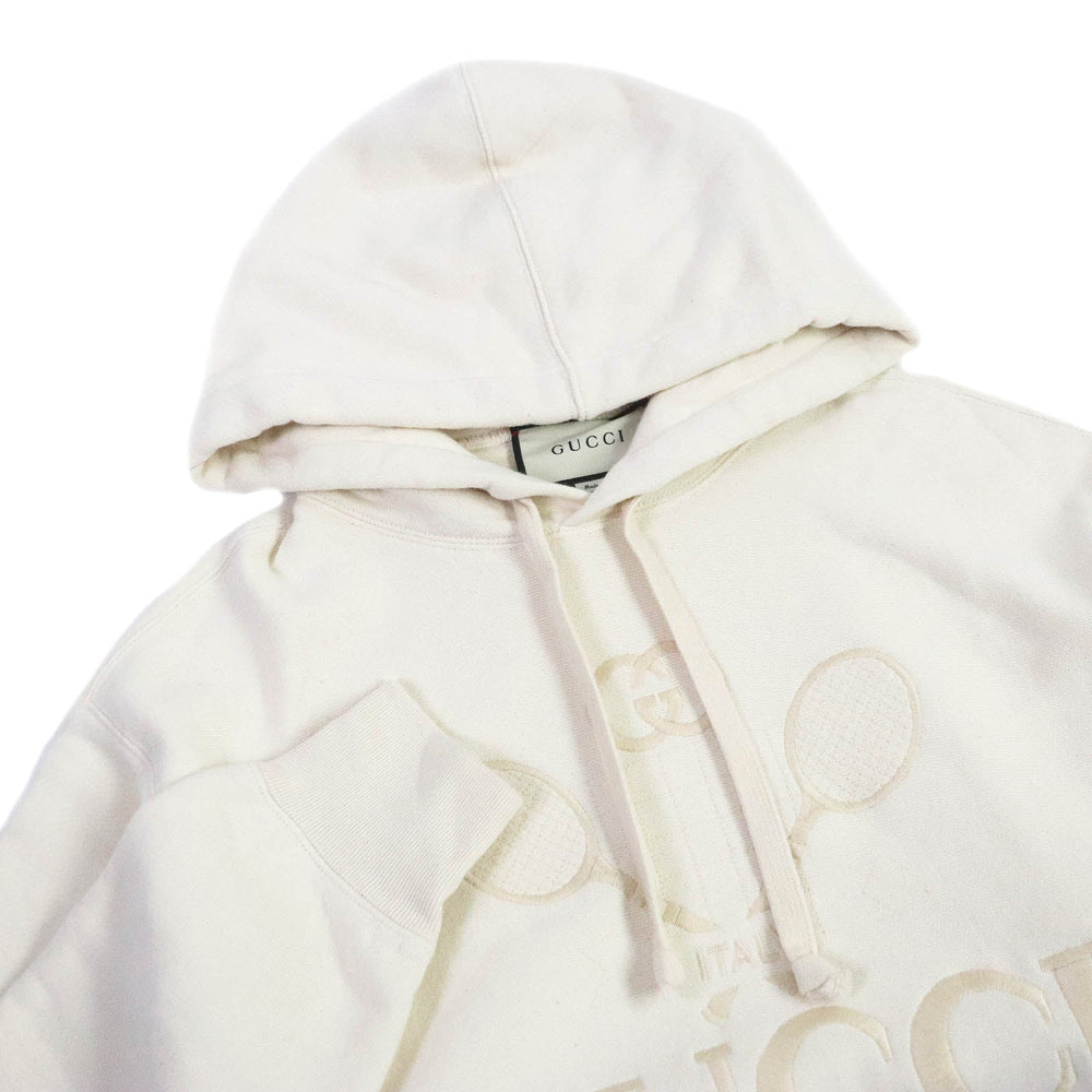 GUCCI Hoodie 560502 Main: 100% cotton, Part: 100% polyester Ivory TENNIS mens S Used Authentic