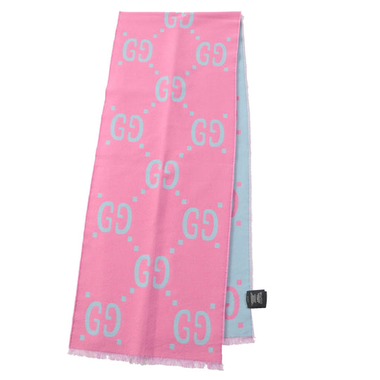 GUCCI Scarf 505395 Main: 91% wool, Main: 9% silk Pink light blue Women Used Authentic