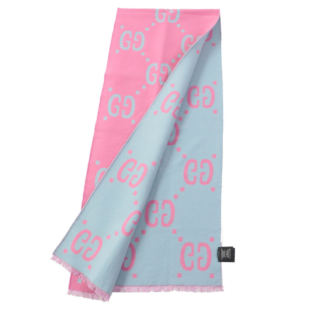 GUCCI Scarf 505395 Main: 91% wool, Main: 9% silk Pink light blue Women Used Authentic