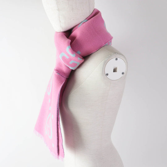 GUCCI Scarf 505395 Main: 91% wool, Main: 9% silk Pink light blue Women Used Authentic
