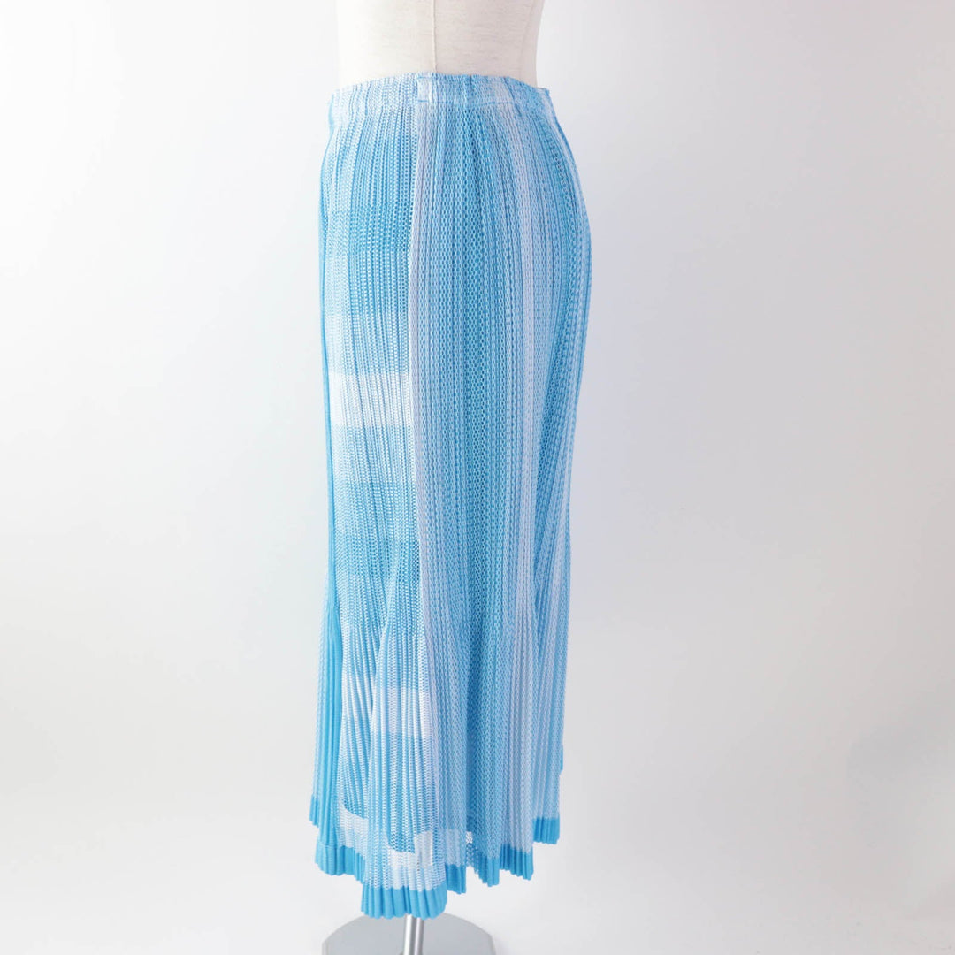 PLEATS PLEASE Long skirt PP71-JG723 Main: 100% polyester Light blue white Women 2 Used Authentic