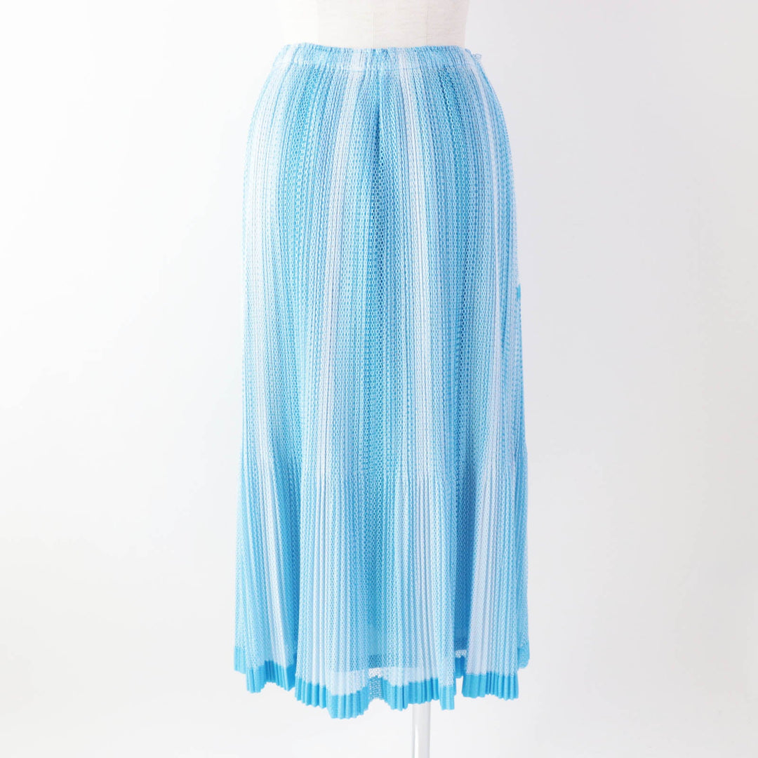 PLEATS PLEASE Long skirt PP71-JG723 Main: 100% polyester Light blue white Women 2 Used Authentic