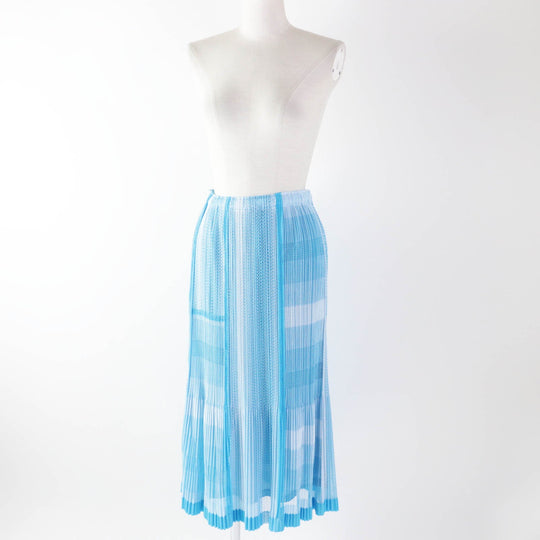 PLEATS PLEASE Long skirt PP71-JG723 Main: 100% polyester Light blue white Women 2 Used Authentic