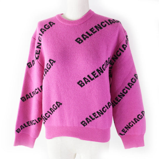 BALENCIAGA knit 510243 Outer material: 96% wool, Outer material: 4% nylon Pink black Women 34 Used Authentic