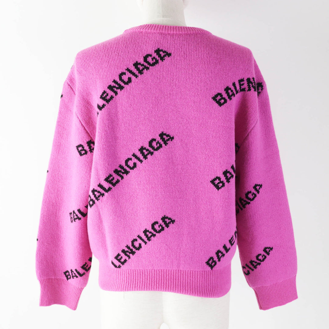 BALENCIAGA knit 510243 Outer material: 96% wool, Outer material: 4% nylon Pink black Women 34 Used Authentic