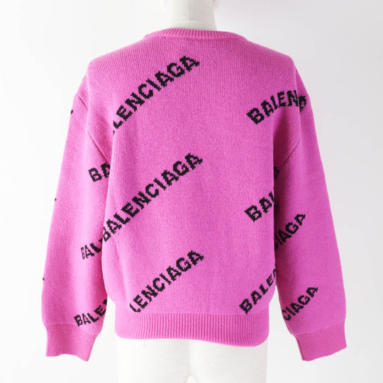 BALENCIAGA knit 510243 Outer material: 96% wool, Outer material: 4% nylon Pink black Women 34 Used Authentic