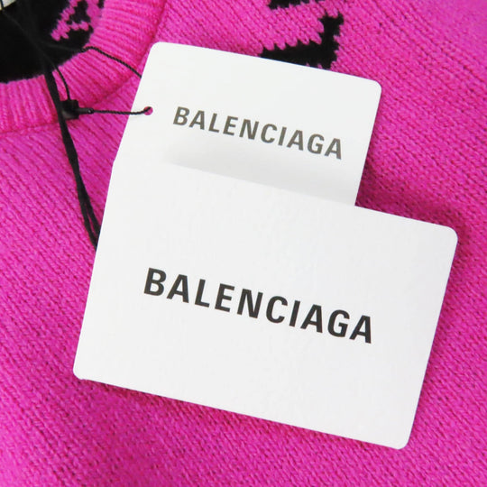 BALENCIAGA knit 510243 Outer material: 96% wool, Outer material: 4% nylon Pink black Women 34 Used Authentic