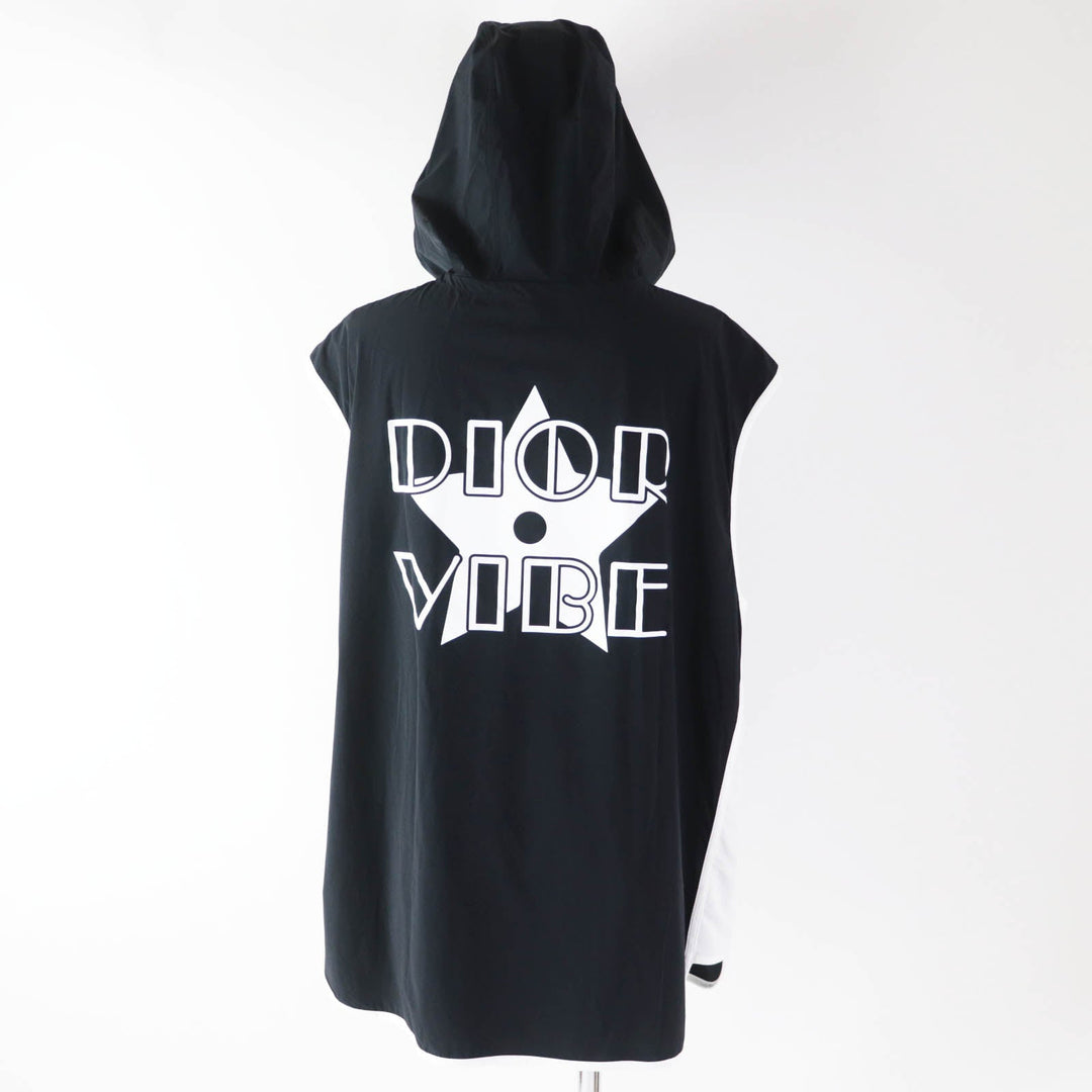 Christian Dior Hoodie 243G15A2260 Outer material: 88% nylon, Outer material: 12% polyurethane, Part: 84% polyester, Part: 16% polyurethane Black White Sleeveless Technical Jersey Zip Hoodie DIOR VIBE Women XS Used Authentic