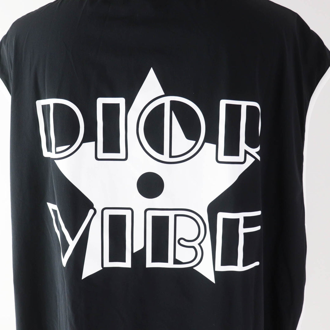 Christian Dior Hoodie 243G15A2260 Outer material: 88% nylon, Outer material: 12% polyurethane, Part: 84% polyester, Part: 16% polyurethane Black White Sleeveless Technical Jersey Zip Hoodie DIOR VIBE Women XS Used Authentic