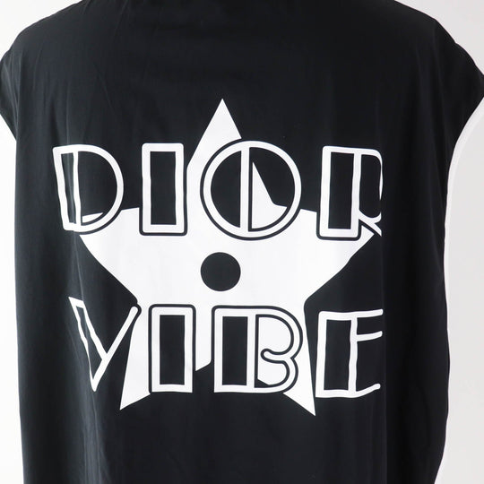 Christian Dior Hoodie 243G15A2260 Outer material: 88% nylon, Outer material: 12% polyurethane, Part: 84% polyester, Part: 16% polyurethane Black White Sleeveless Technical Jersey Zip Hoodie DIOR VIBE Women XS Used Authentic