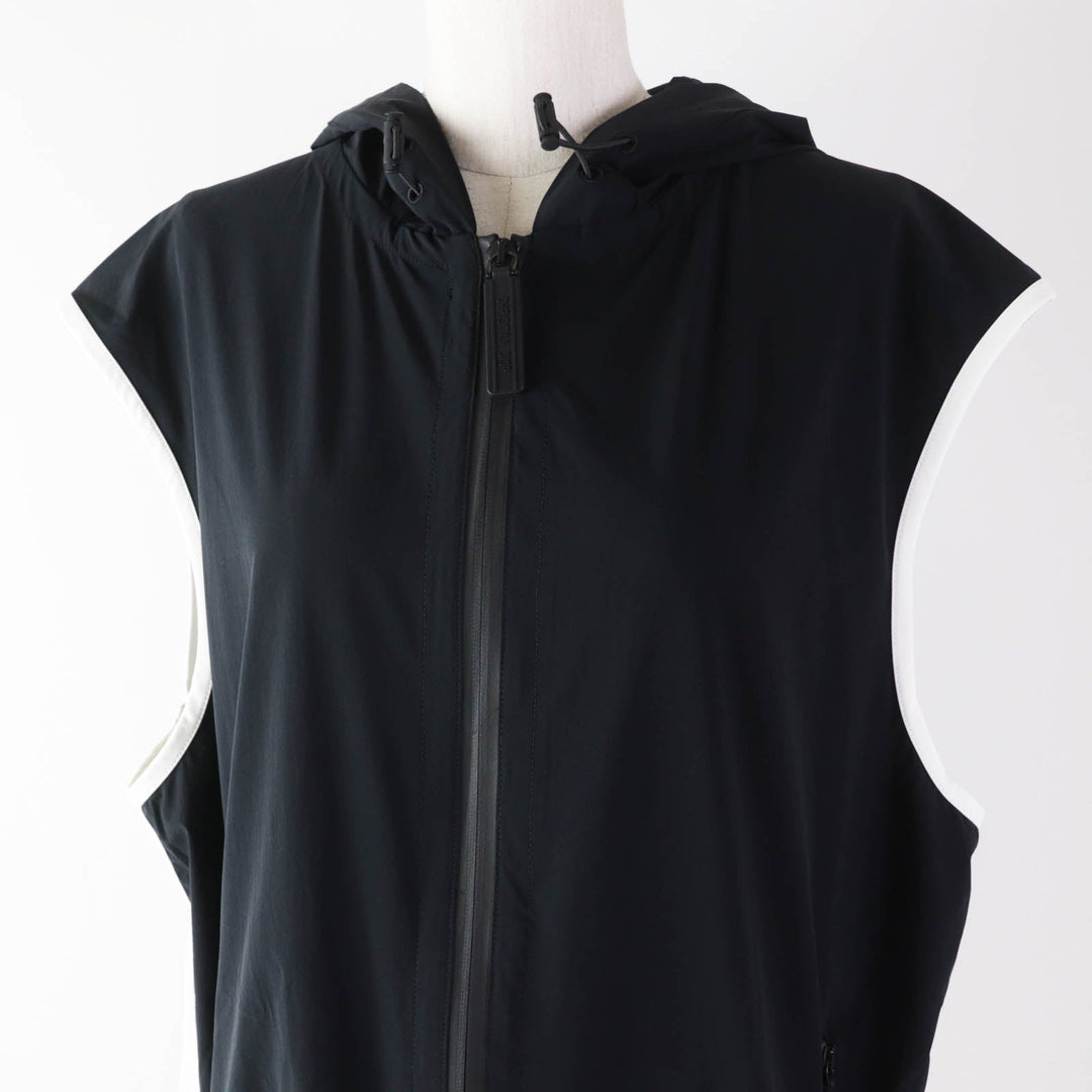 Christian Dior Hoodie 243G15A2260 Outer material: 88% nylon, Outer material: 12% polyurethane, Part: 84% polyester, Part: 16% polyurethane Black White Sleeveless Technical Jersey Zip Hoodie DIOR VIBE Women XS Used Authentic