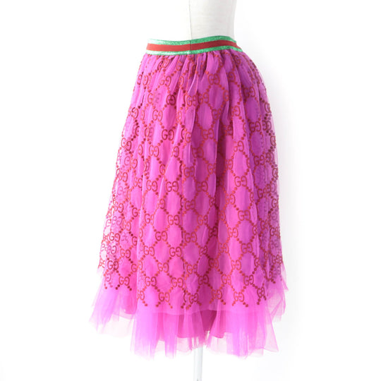 GUCCI skirt 552866 Outer material: nylon 100% pink Women 12 Used Authentic
