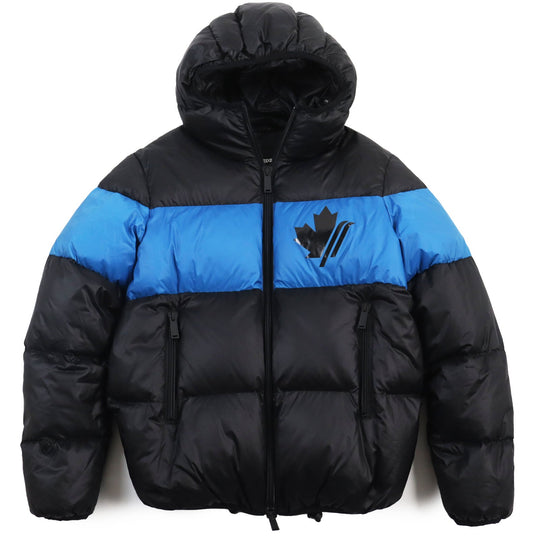 DSQUARED2 Down jacket S74AM0960 Outer: 100% nylon, Lining: 100% nylon, Filling: 80% down, Filling: 20% feather Black blue Nylon Hooded Puffer mens 42 Used Authentic