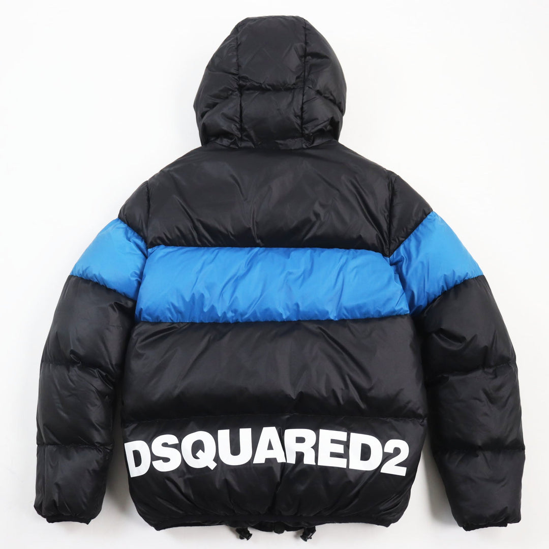 DSQUARED2 Down jacket S74AM0960 Outer: 100% nylon, Lining: 100% nylon, Filling: 80% down, Filling: 20% feather Black blue Nylon Hooded Puffer mens 42 Used Authentic