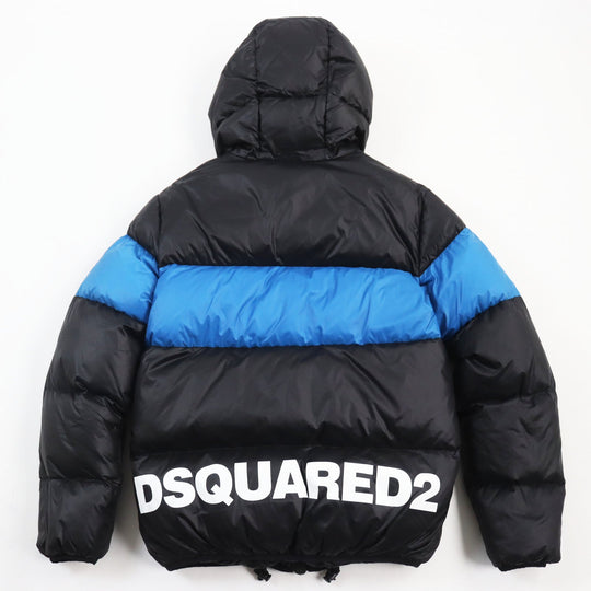 DSQUARED2 Down jacket S74AM0960 Outer: 100% nylon, Lining: 100% nylon, Filling: 80% down, Filling: 20% feather Black blue Nylon Hooded Puffer mens 42 Used Authentic