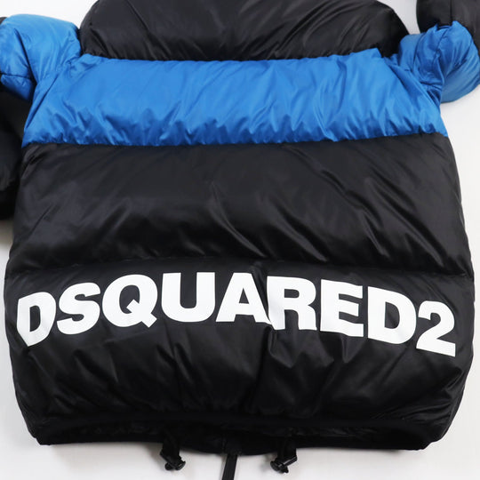 DSQUARED2 Down jacket S74AM0960 Outer: 100% nylon, Lining: 100% nylon, Filling: 80% down, Filling: 20% feather Black blue Nylon Hooded Puffer mens 42 Used Authentic