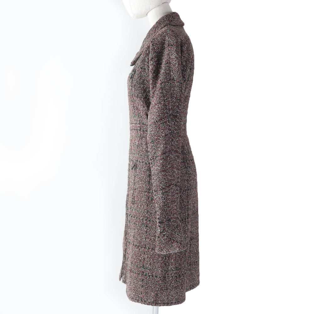 CHANEL A line coat P49823 Main: 43% wool, Main: 18% nylon, Main: 13% acrylic, Main: 13% polyester, Main: 13% rayon, Lining: 100% silk, Part: 100% silk multicolor Women 34 Used Authentic