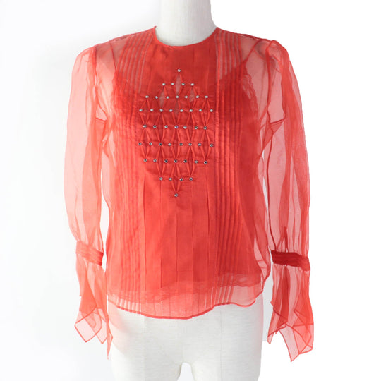 GUCCI tops 633322 Main: 100% silk, Part: metal, Lining: 73% acetate, Lining: 27% silk, Part: 100% nylon Red Women 36 Used Authentic
