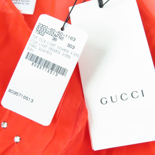GUCCI tops 633322 Main: 100% silk, Part: metal, Lining: 73% acetate, Lining: 27% silk, Part: 100% nylon Red Women 36 Used Authentic