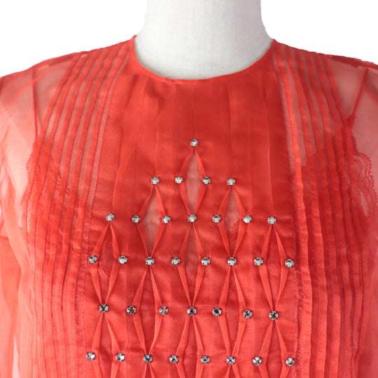 GUCCI tops 633322 Main: 100% silk, Part: metal, Lining: 73% acetate, Lining: 27% silk, Part: 100% nylon Red Women 36 Used Authentic