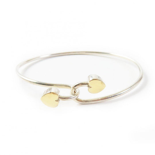 TIFFANY&Co. Bangle Main: AG925, Part: 750 Silver gold Double heart Women Used Authentic