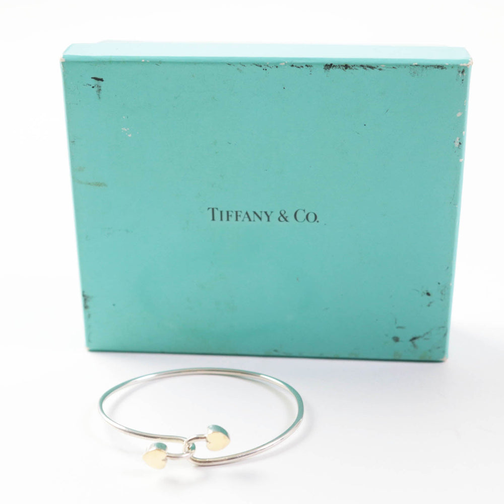 TIFFANY&Co. Bangle Main: AG925, Part: 750 Silver gold Double heart Women Used Authentic