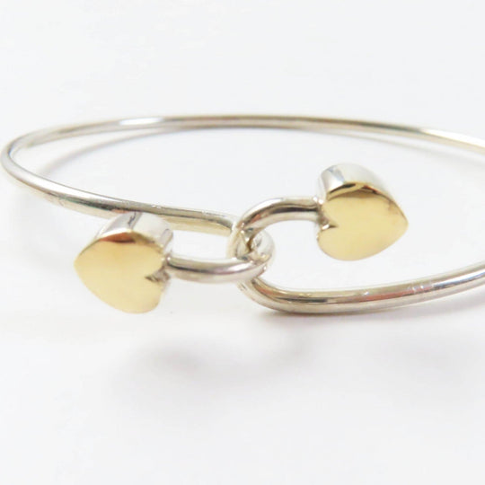 TIFFANY&Co. Bangle Main: AG925, Part: 750 Silver gold Double heart Women Used Authentic