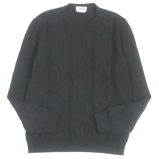 HERMES sweater Main: 100% wool Dark gray mens L Used Authentic