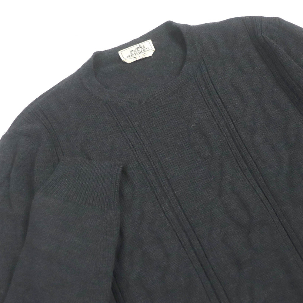 HERMES sweater Main: 100% wool Dark gray mens L Used Authentic