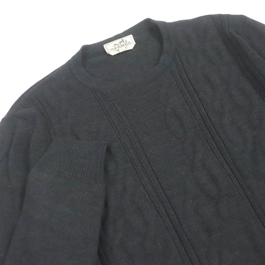 HERMES sweater Main: 100% wool Dark gray mens L Used Authentic