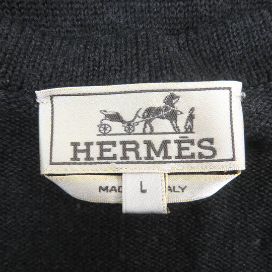 HERMES sweater Main: 100% wool Dark gray mens L Used Authentic